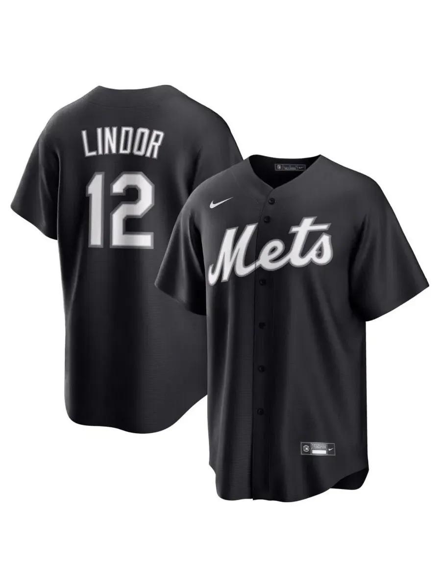 Мужская черная реплика игровой майки Франсиско Линдора из команды New York Mets "Lights Out" Nike