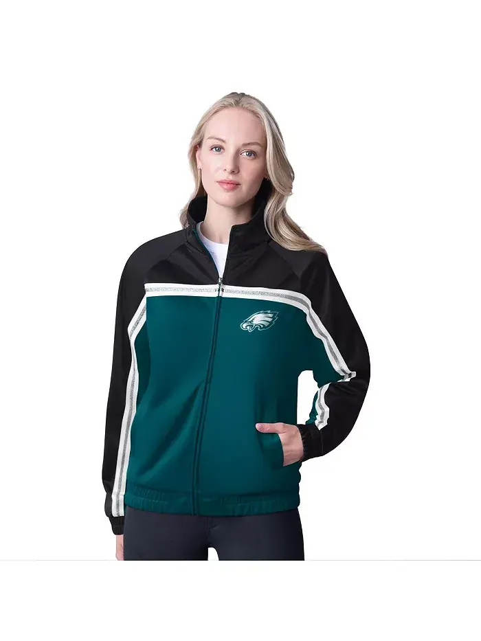 Женская темно-зеленая спортивная куртка Philadelphia Eagles Post Game с застежкой-молнией G-III