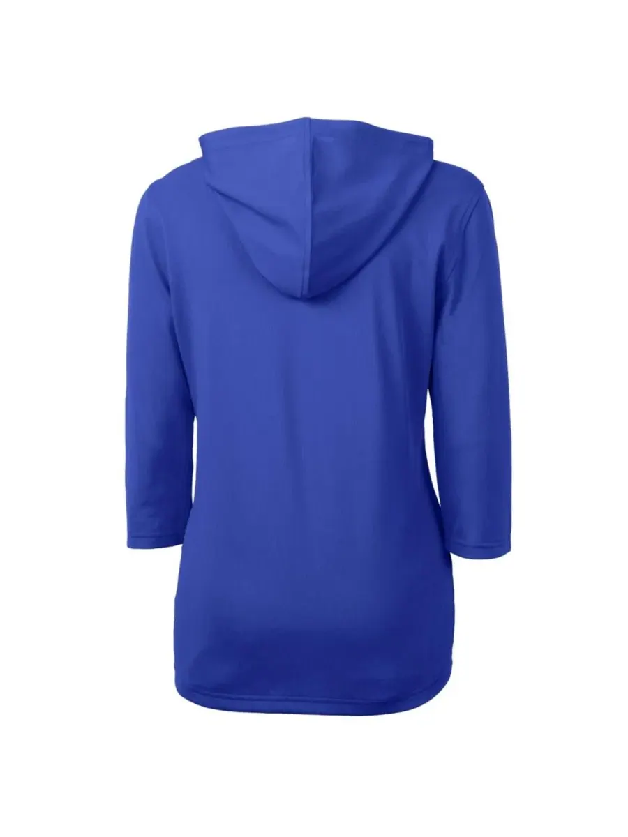 Женский пуловер-худи с половиной застежкой-молнией DryTec Virtue Eco Pique 3/4-Sleeve Half-Zip — изображение 3 из 3, синий