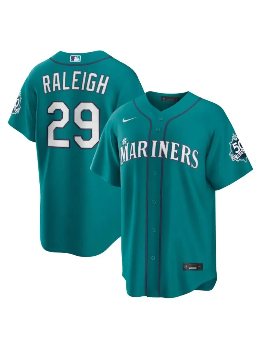 Мужская футболка-джерси Nike Seattle Mariners Cal Raleigh Alternate 50th Season Patch Stadium Jersey