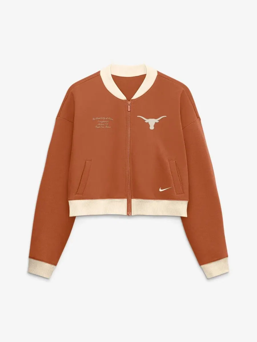 Бомбер Nike с вышивкой, оверсайз, с капюшоном, Texas Academic Oversized Nike — изображение 2 из 2, оранжевый натуральный