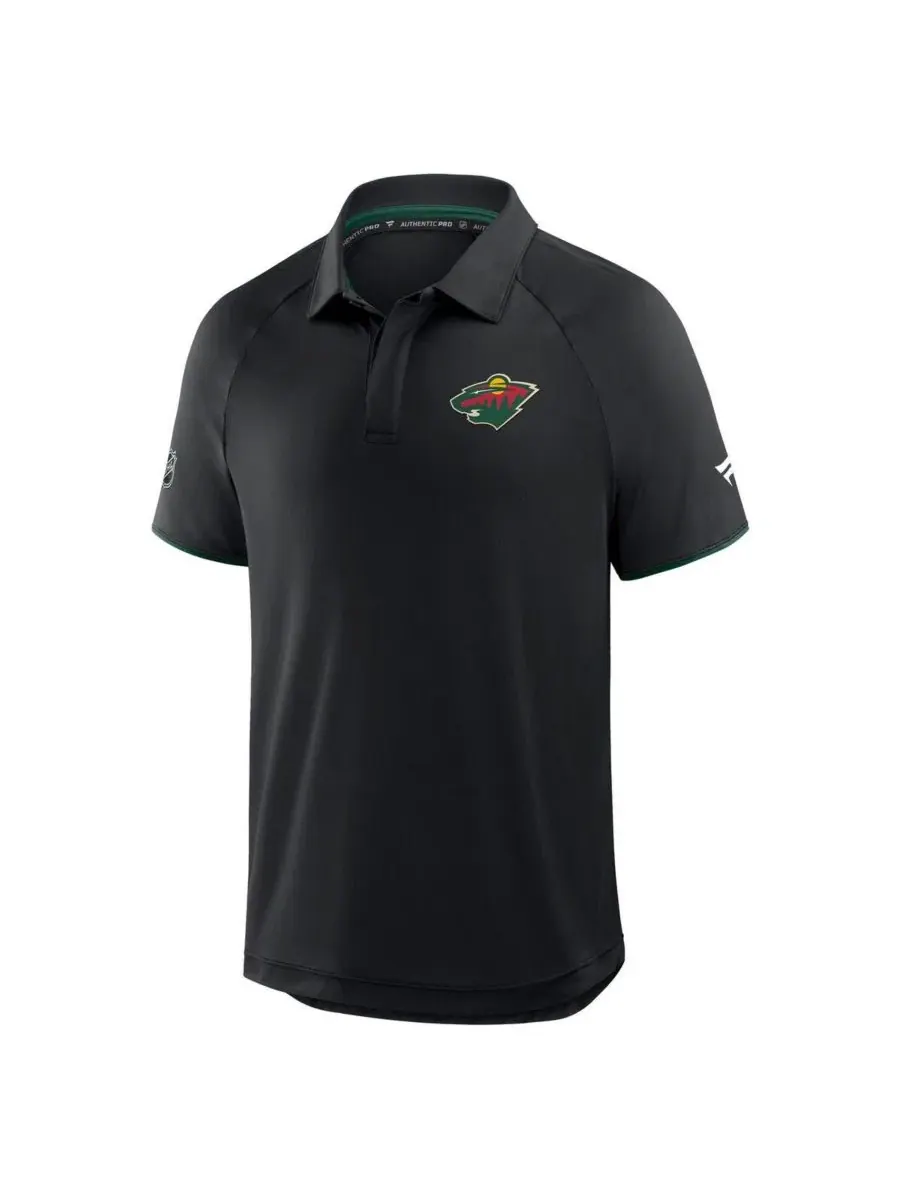 Поло с рукавами реглан Minnesota Wild Authentic Pro Rink Fanatics