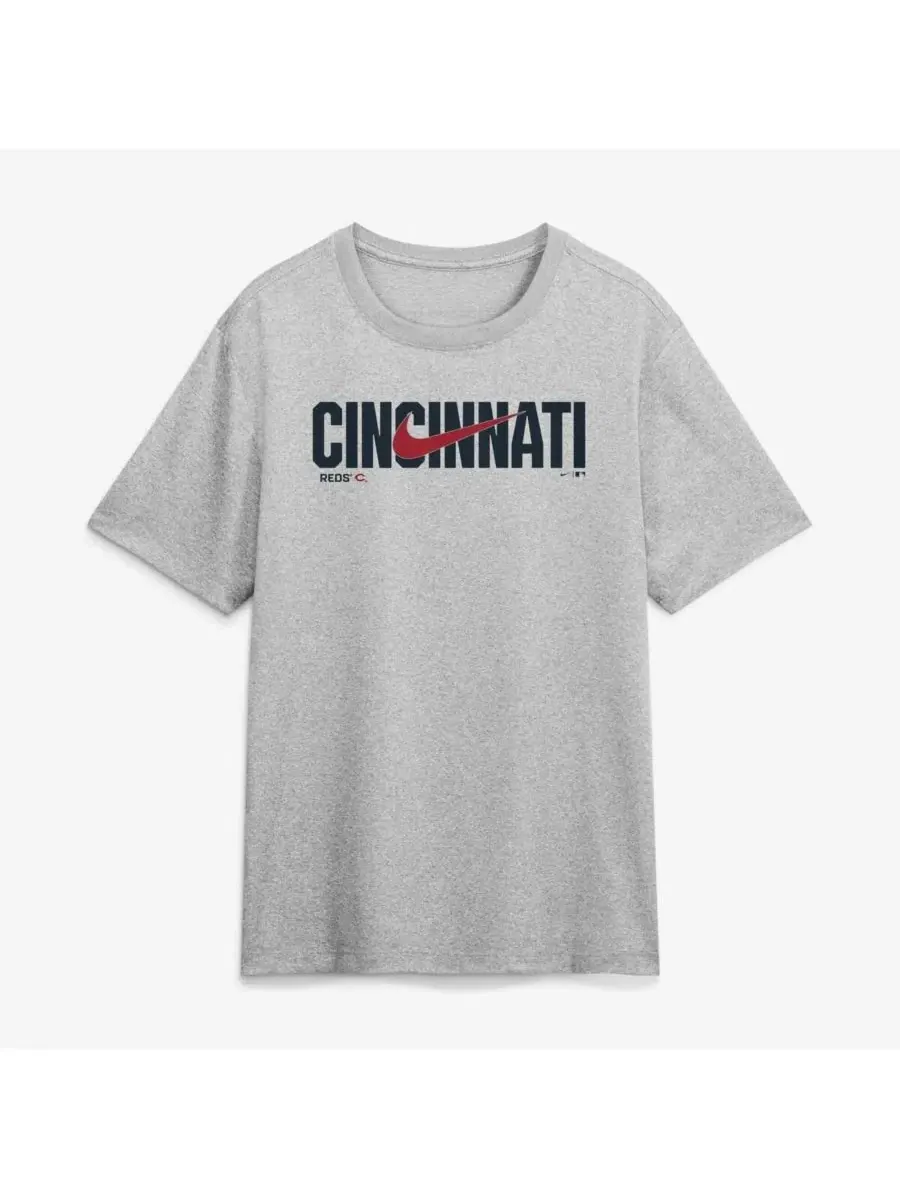 Футболка Dri-FIT с коротким рукавом, модель Swoosh Legend Cincinnati Reds Nike — изображение 2 из 5, серый