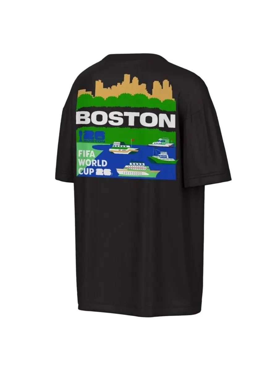 Футболка с принтом FIFA World Cup 2026 Boston Big City Poster Outerstuff — изображение 3 из 3, черный