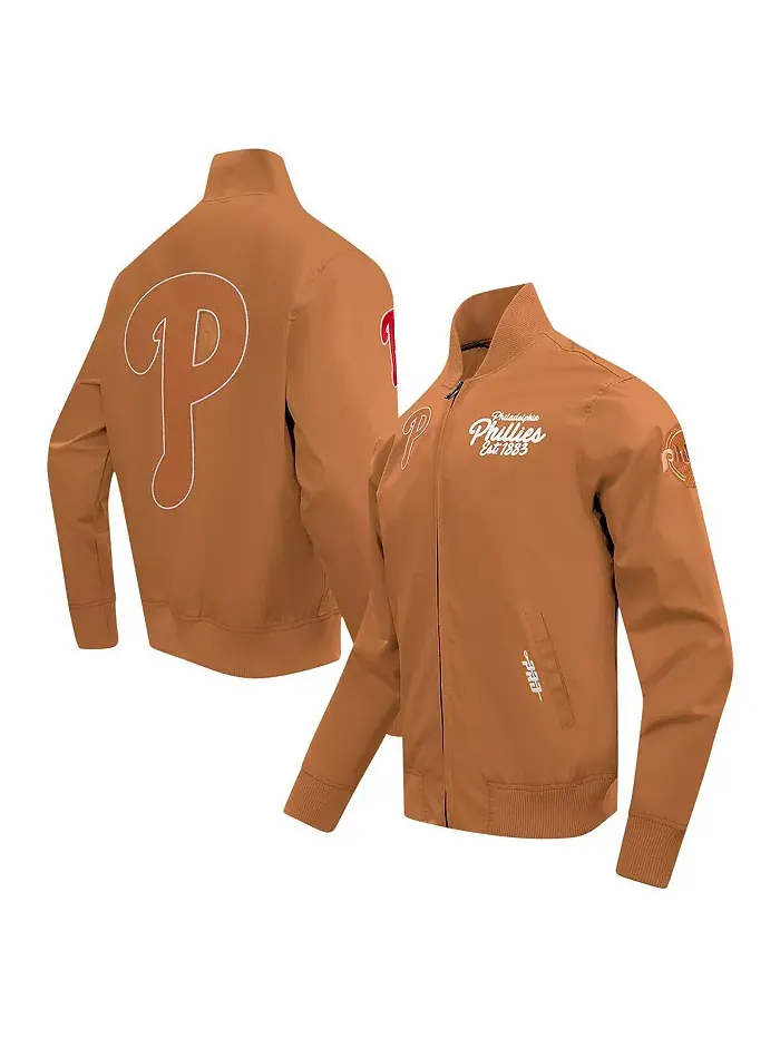 Мужская коричневая бейсбольная куртка Philadelphia Phillies Paint The City на молнии Pro Standard