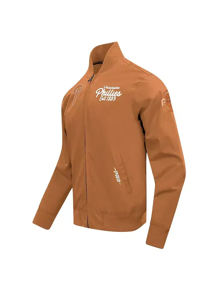 Мужская коричневая бейсбольная куртка Philadelphia Phillies Paint The City на молнии Pro Standard — изображение 2 из 4