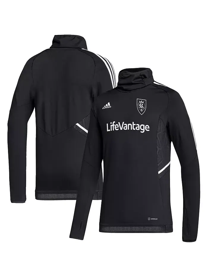 Мужская черная теплая толстовка-разминка Real Salt Lake COLD.RDY с рукавом реглан adidas