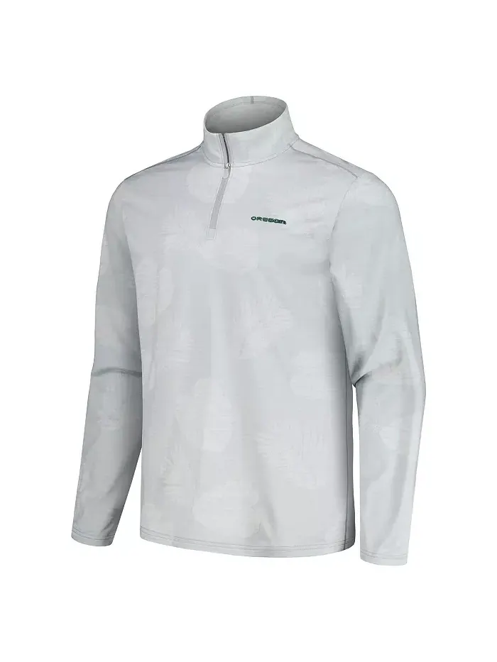 Мужская серая полузастегивающаяся куртка Oregon Ducks Delray Frond IslandZone Tommy Bahama — изображение 2 из 3