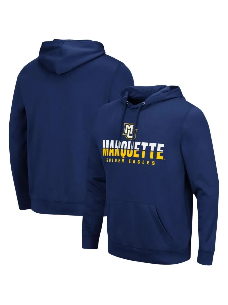 Colosseum Мужская толстовка с капюшоном Marquette Golden Eagles Lantern темно-синего цвета