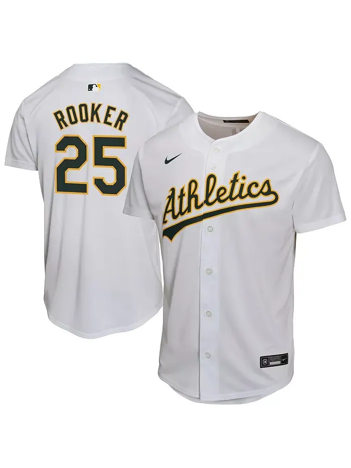 Домашняя игровая майка игрока Brent Rooker White Athletics для больших мальчиков и девочек Nike