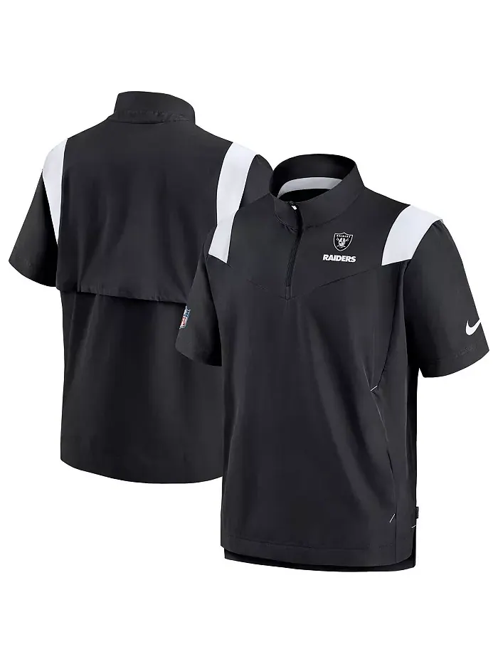 Мужская черная куртка Las Vegas Raiders Coach Chevron Lockup с молнией на четверть Nike