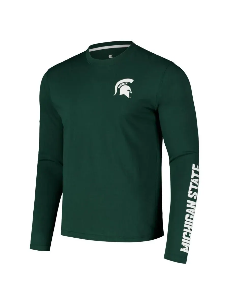 Colosseum Мужская зеленая футболка с длинным рукавом Michigan State Spartans Logo Lockup 3-Hit — изображение 3 из 3, зеленый