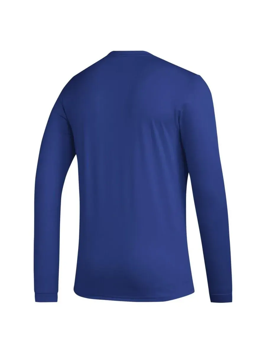 Мужская футболка с длинным рукавом Royal Kansas Jayhawks Primary Locker Logo Pre-game Adidas — изображение 2 из 3