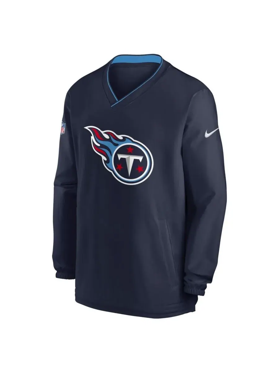 Nike Мужская темно-синяя ветровка с V-образным вырезом и длинными рукавами Tennessee Titans 2023/24 — изображение 3 из 3