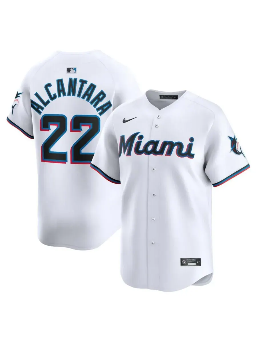 Nike Мужская белая домашняя футболка Miami Marlins Sandy Alcantara, ограниченная серия