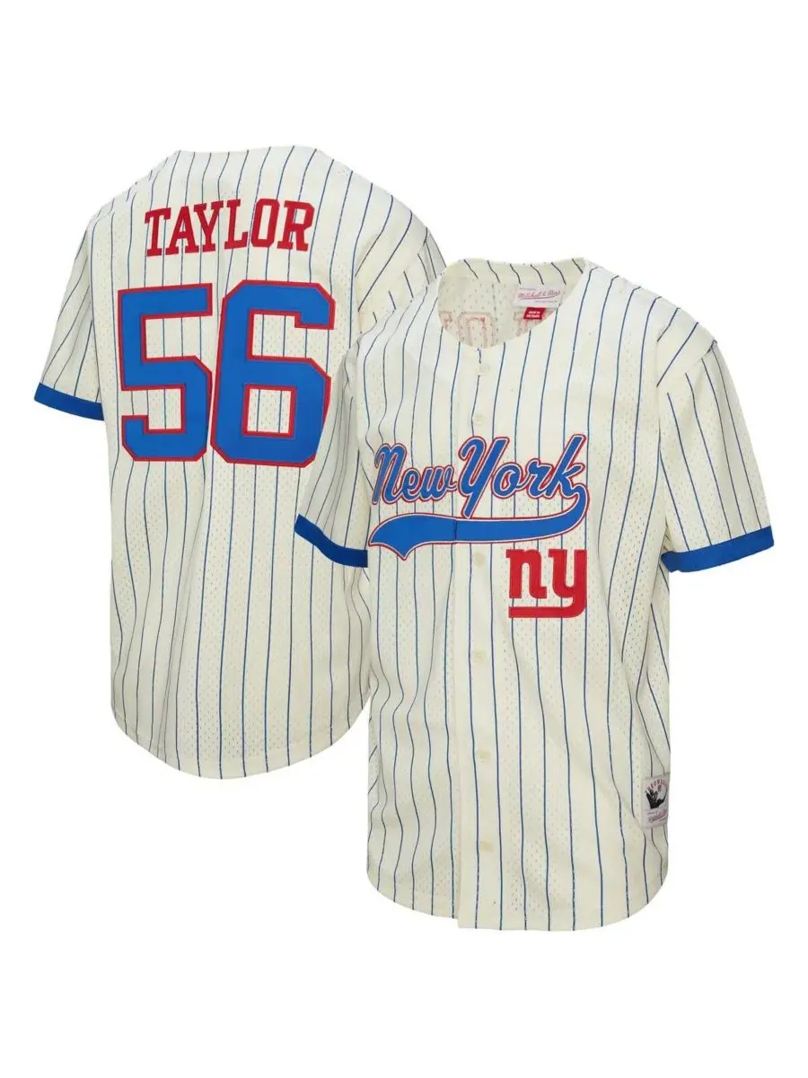 Mitchell & Ness Мужская бейсбольная майка Lawrence Taylor кремового цвета с сетчатой подкладкой и