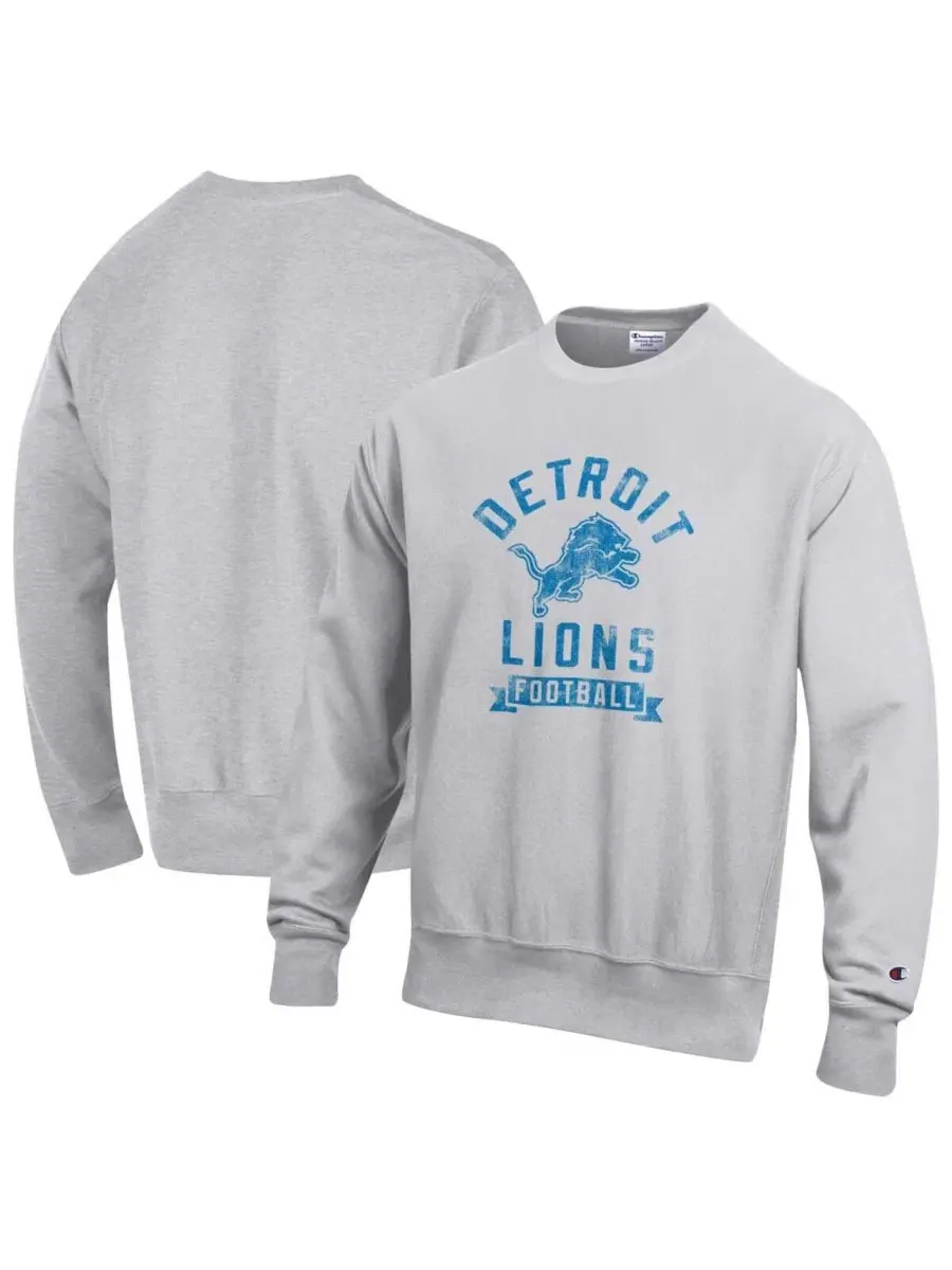 Мужская толстовка из флиса с обратным плетением и логотипом команды Detroit Lions