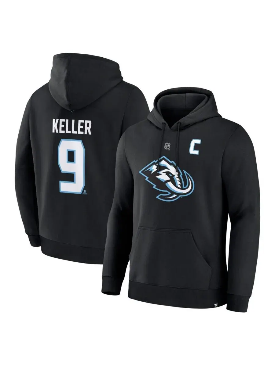 Мужская толстовка Clayton Keller Black Utah Mammoth Authentic Stack с именем и номером Fanatics