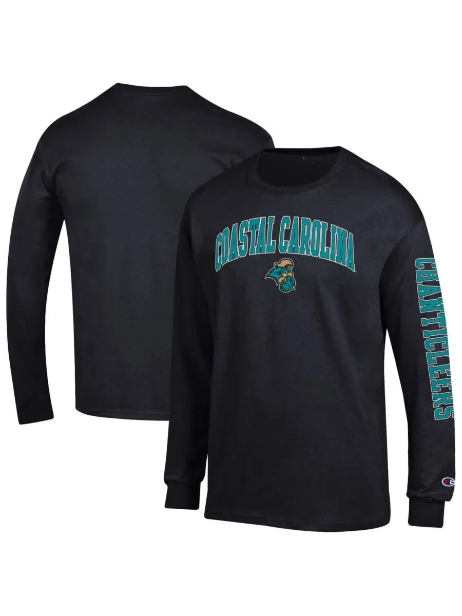Мужская черная футболка с длинным рукавом Coastal Carolina Chanticleers Arch Over Logo 2-Hit