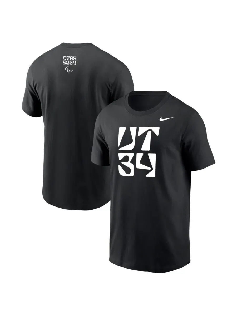 Мужская черная футболка Dri-FIT с символикой Паралимпийских игр зимнего сезона 2034 года в штате