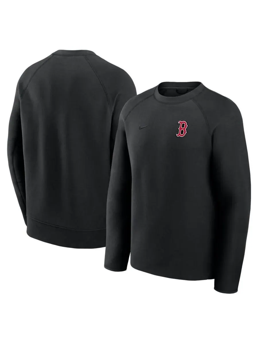 Nike Мужская черная толстовка-реглан из технологического флиса с символикой Boston Red Sox