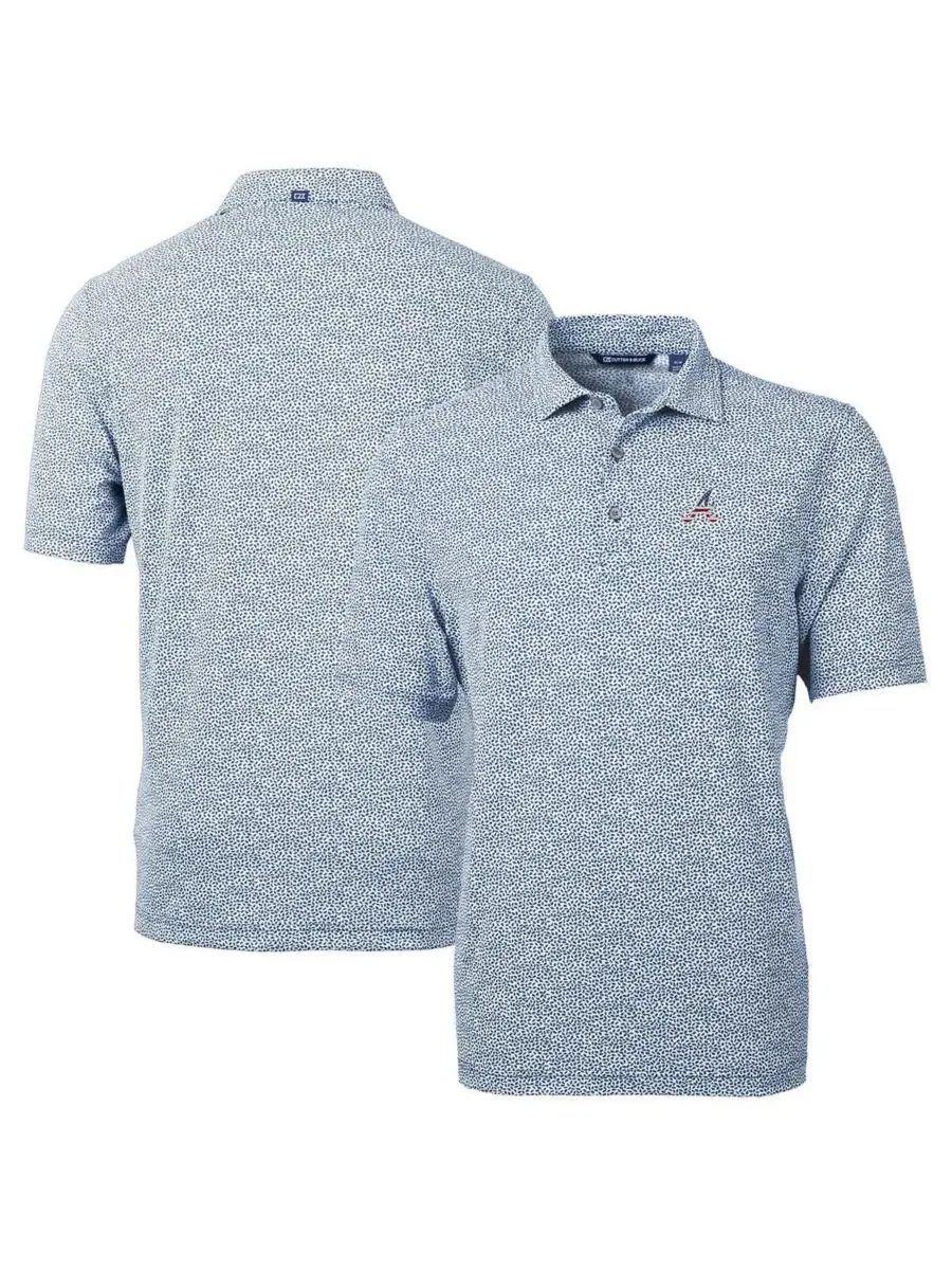 Cutter & Buck Мужская темно-синяя поло-рубашка Atlanta Braves Americana Logo Virtue Eco-Pique