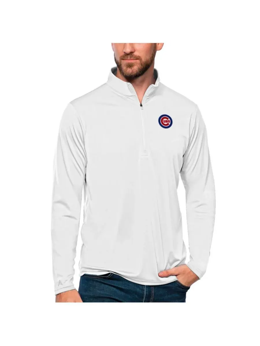 Antigua Мужская белая толстовка на молнии с символикой команды Chicago Cubs