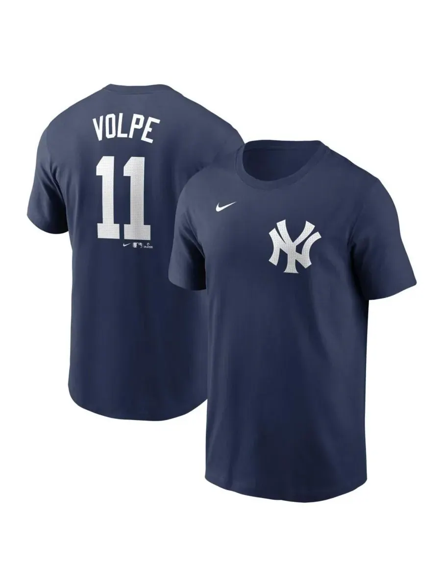 Nike Мужская футболка Anthony Volpe Navy New York Yankees Fuse с номером игрока