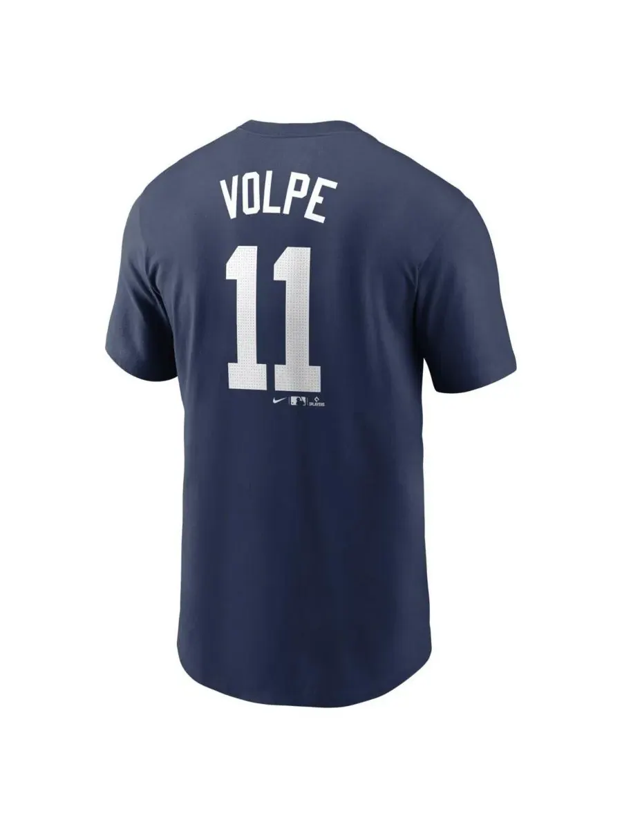 Nike Мужская футболка Anthony Volpe Navy New York Yankees Fuse с номером игрока — изображение 3 из 3, темно-синий