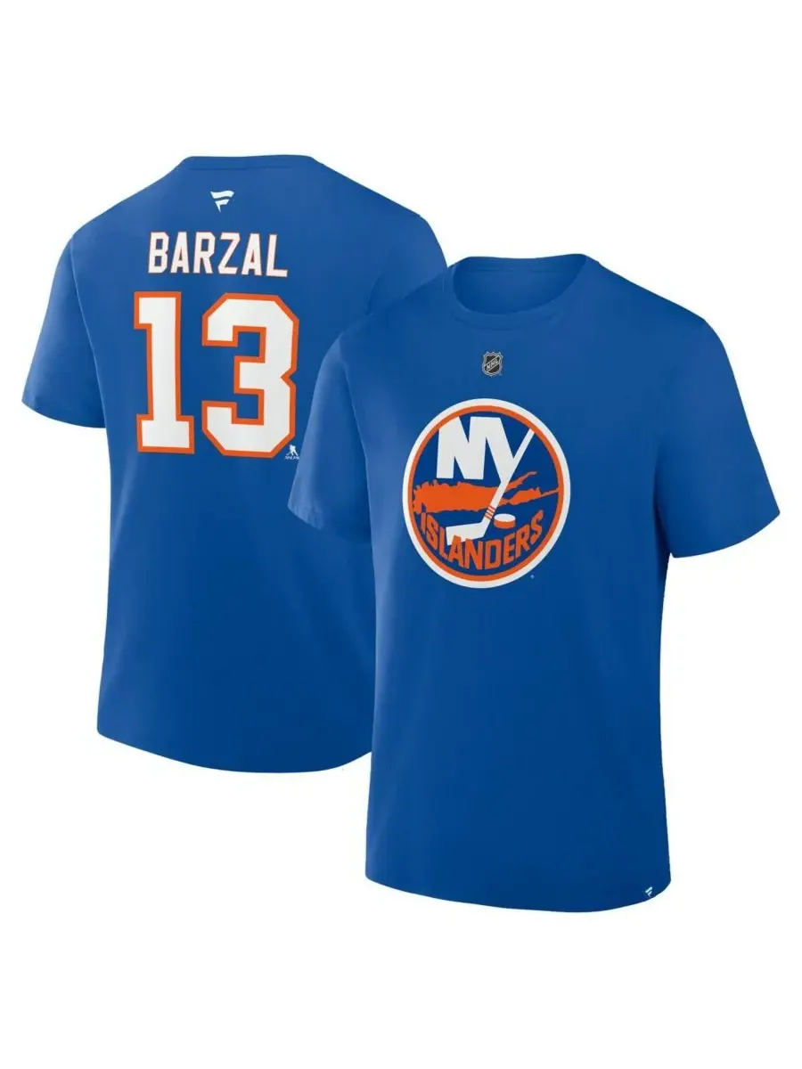 Мужская футболка Mathew Barzal Royal New York Islanders Authentic Stack с именем и номером игрока