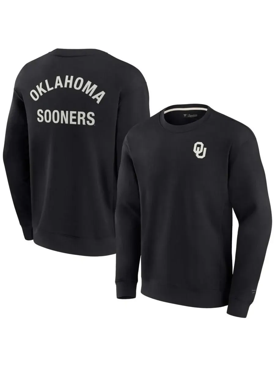 Fanatics Signature Мужская и женская черная толстовка с круглым вырезом Oklahoma Sooners из мягкого