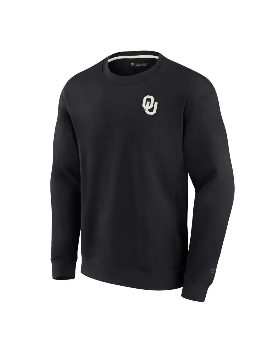 Fanatics Signature Мужская и женская черная толстовка с круглым вырезом Oklahoma Sooners из мягкого — изображение 2 из 3