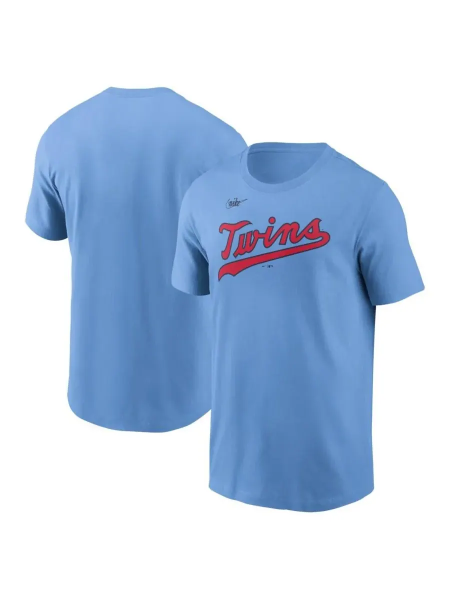 Nike Мужская светло-голубая футболка с логотипом Minnesota Twins Cooperstown