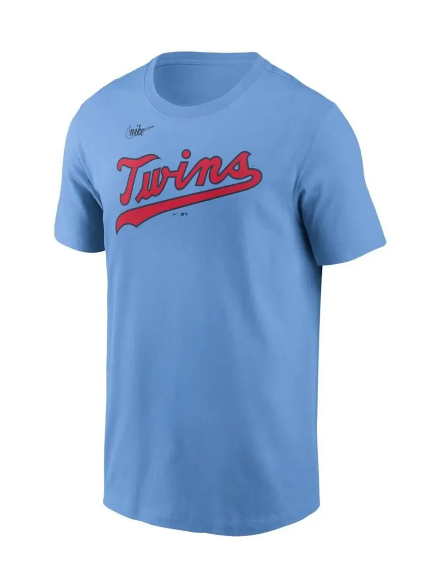Nike Мужская светло-голубая футболка с логотипом Minnesota Twins Cooperstown — изображение 3 из 3, светлый синий