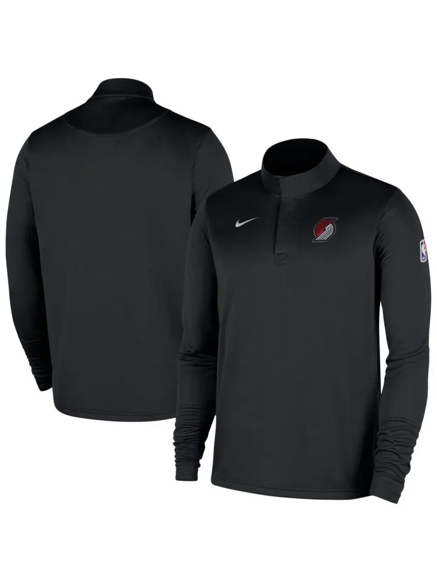 Nike Мужская черная куртка-пуловер Portland Trail Blazers 2025/26 Authentic Coaches с