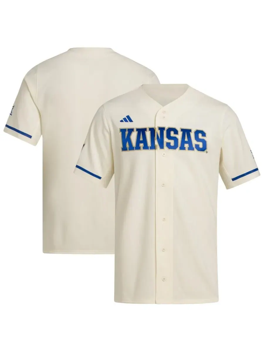 Adidas Мужская кремовая реплика бейсбольной майки команды Kansas Jayhawks
