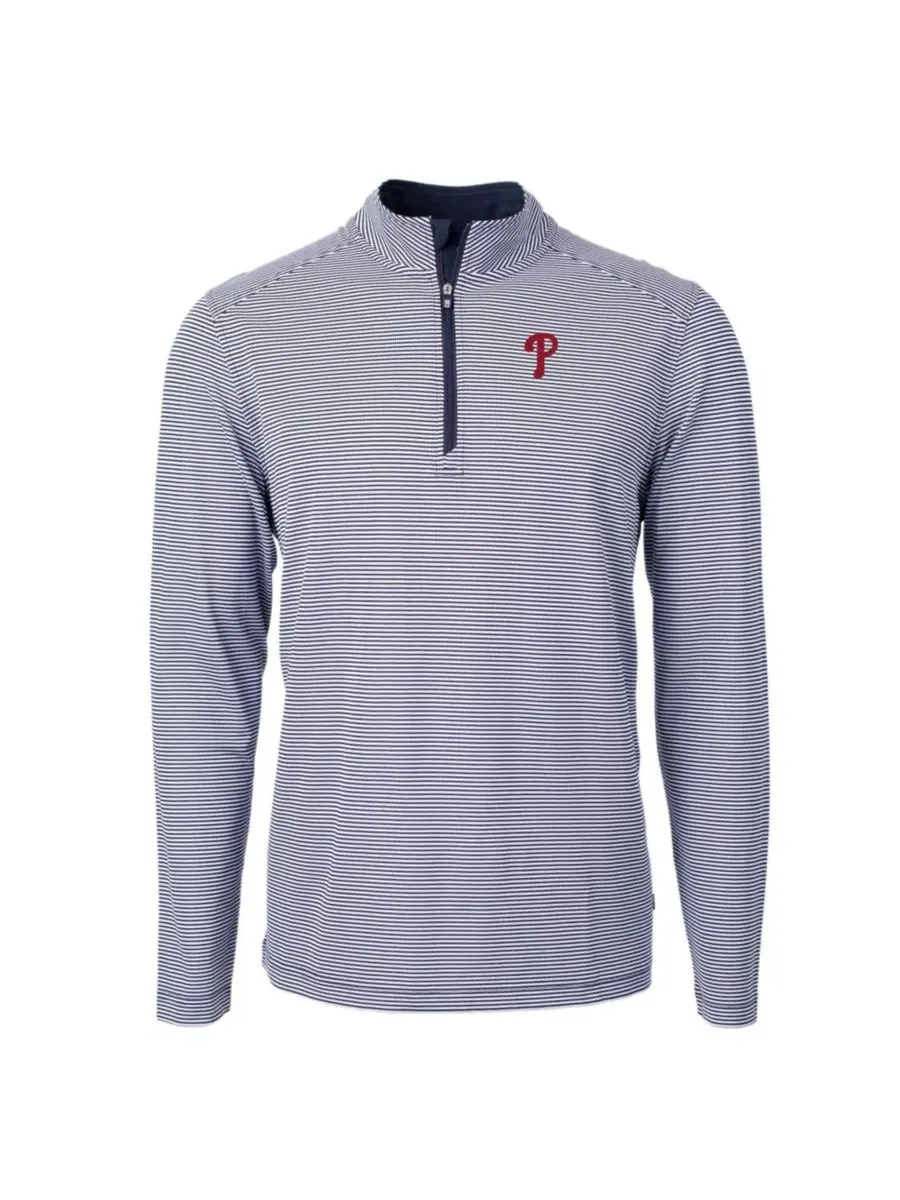 Пуловер с четверть-застежкой Philadelphia Phillies Virtue Eco Pique Micro Stripe Cutter & Buck — изображение 3 из 3