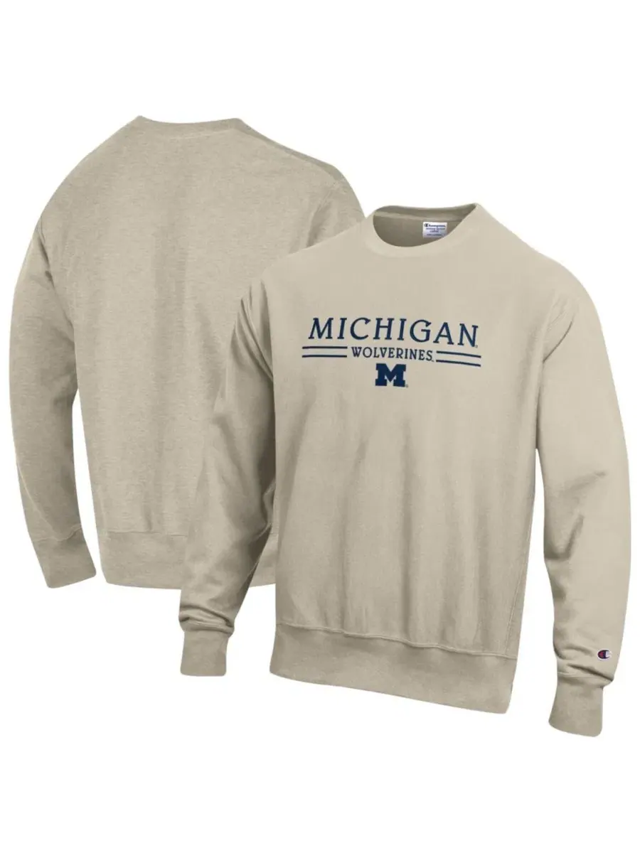 Толстовка на молнии Champion Reverse Weave Oatmeal Michigan Wolverines Champion