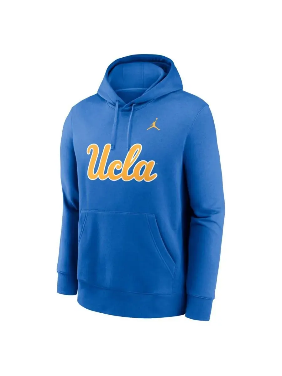 Jordan Мужская синяя флисовая толстовка с капюшоном UCLA Bruins Primetime Evergreen Club — изображение 3 из 3, синий