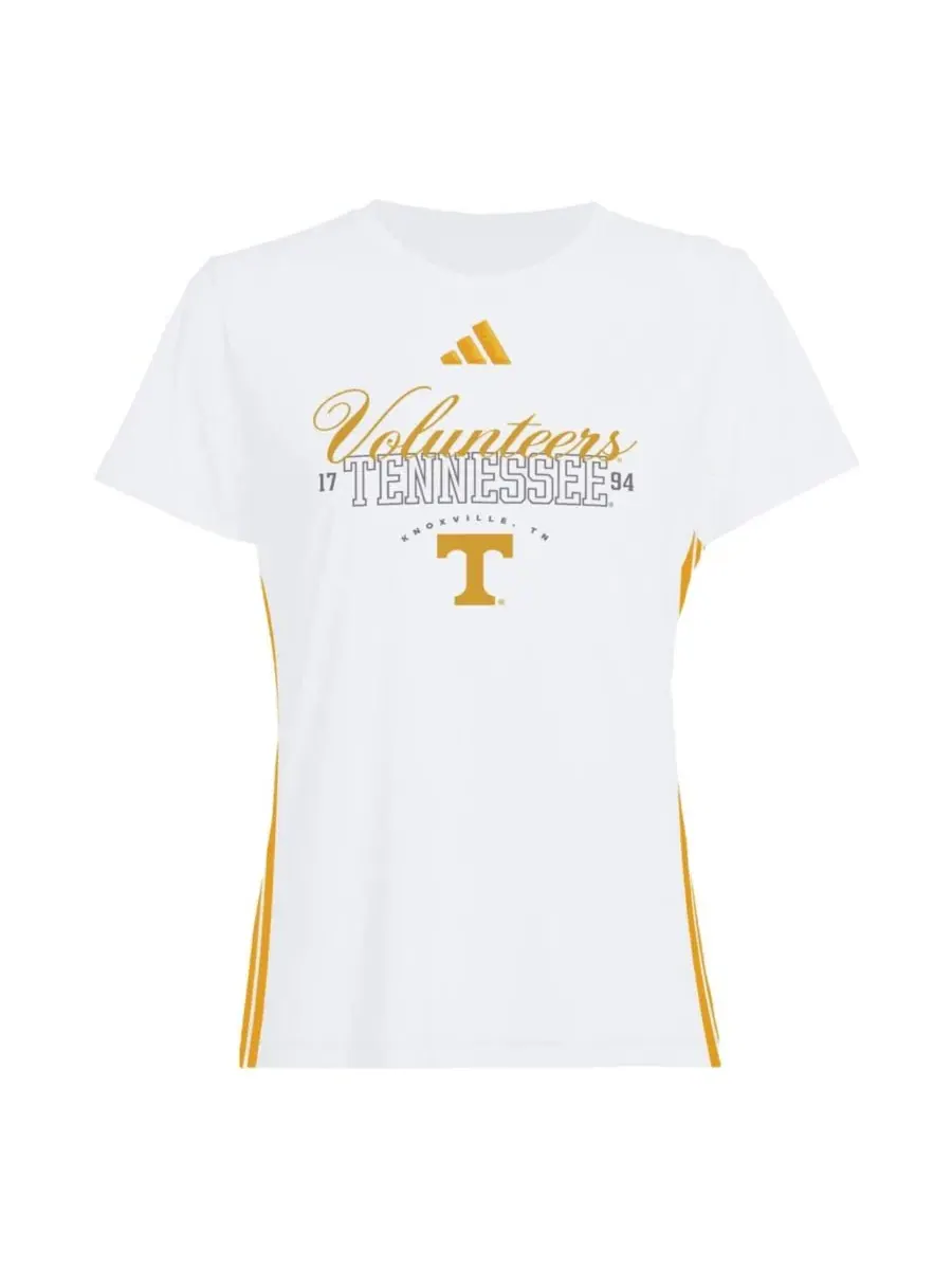 Футболка женская с коротким рукавом Tennessee Volunteers Essentials 3-Stripes adidas — изображение 2 из 3, белый