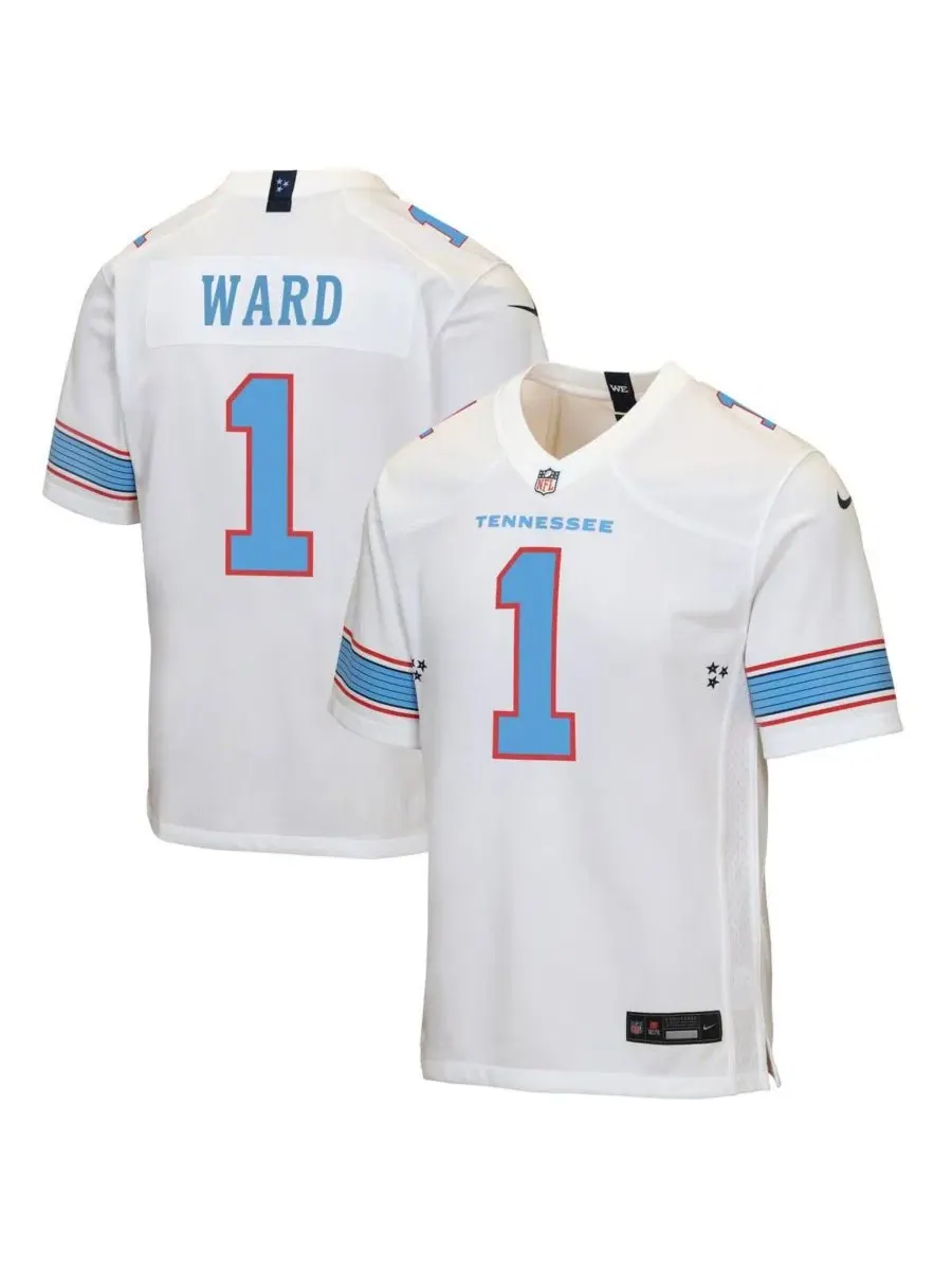 Детская футболка с длинным рукавом Cameron Ward White Tennessee Titans Game Jersey Nike