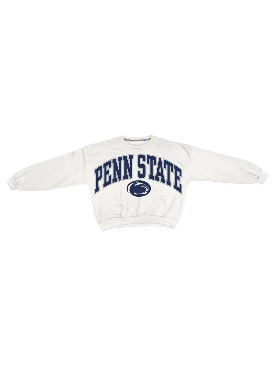Женская белая толстовка Penn State Nittany Lions Oversized Janice длиной до талии Pressbox