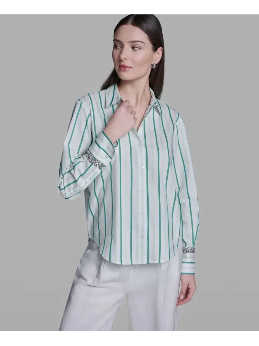 Женская рубашка с длинным рукавом и воротником BCBG, Palm Glint