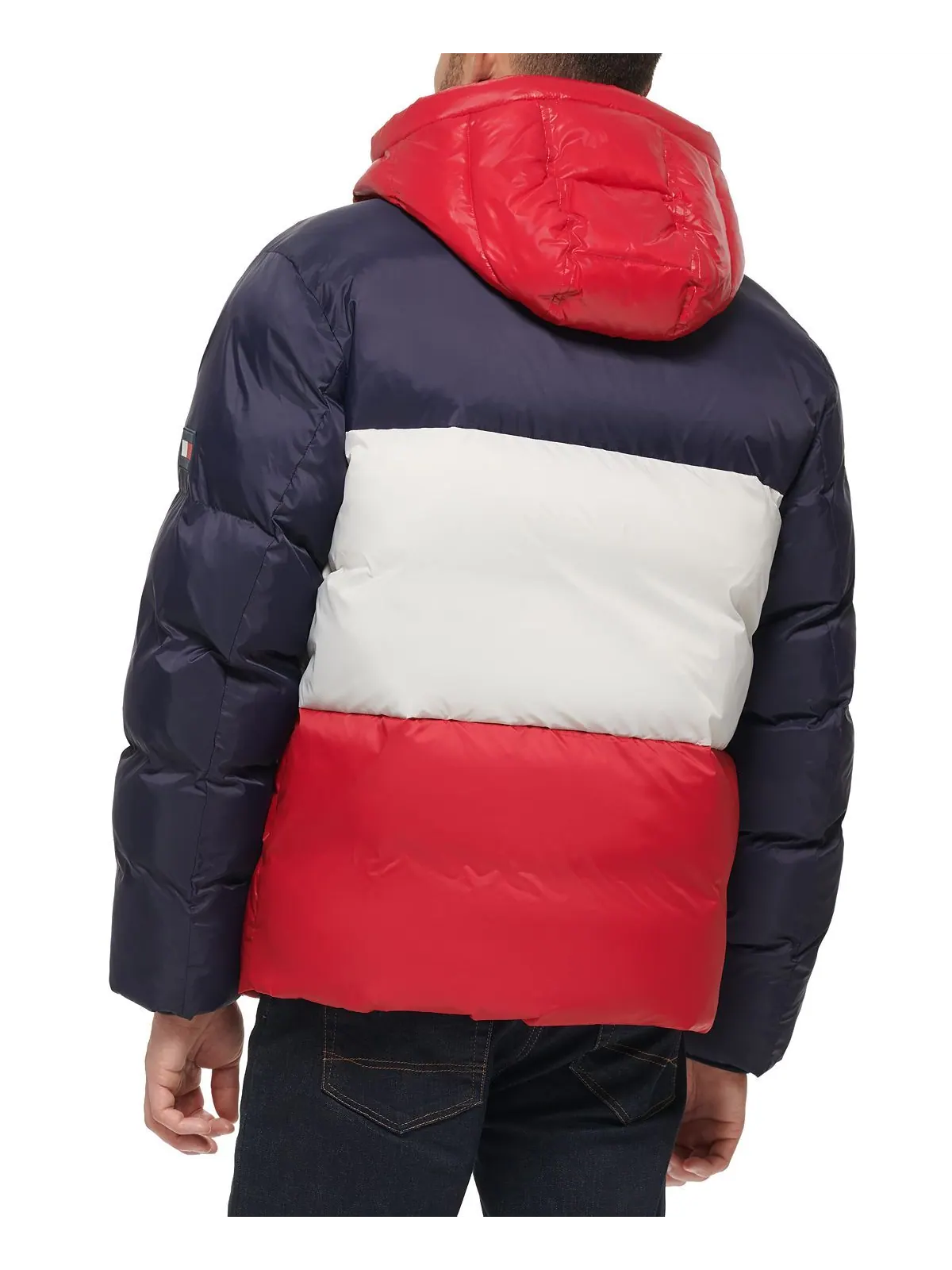 Мужская пуховая куртка с цветными блоками и капюшоном Tommy Hilfiger — изображение 2 из 5, красный