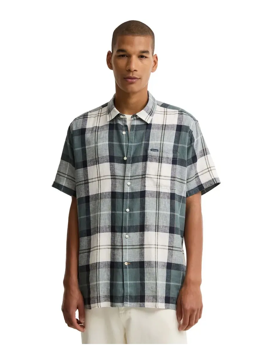Мужская рубашка с коротким рукавом, принт тартан, Croft Tartan Barbour, Meadow Brook Tartan