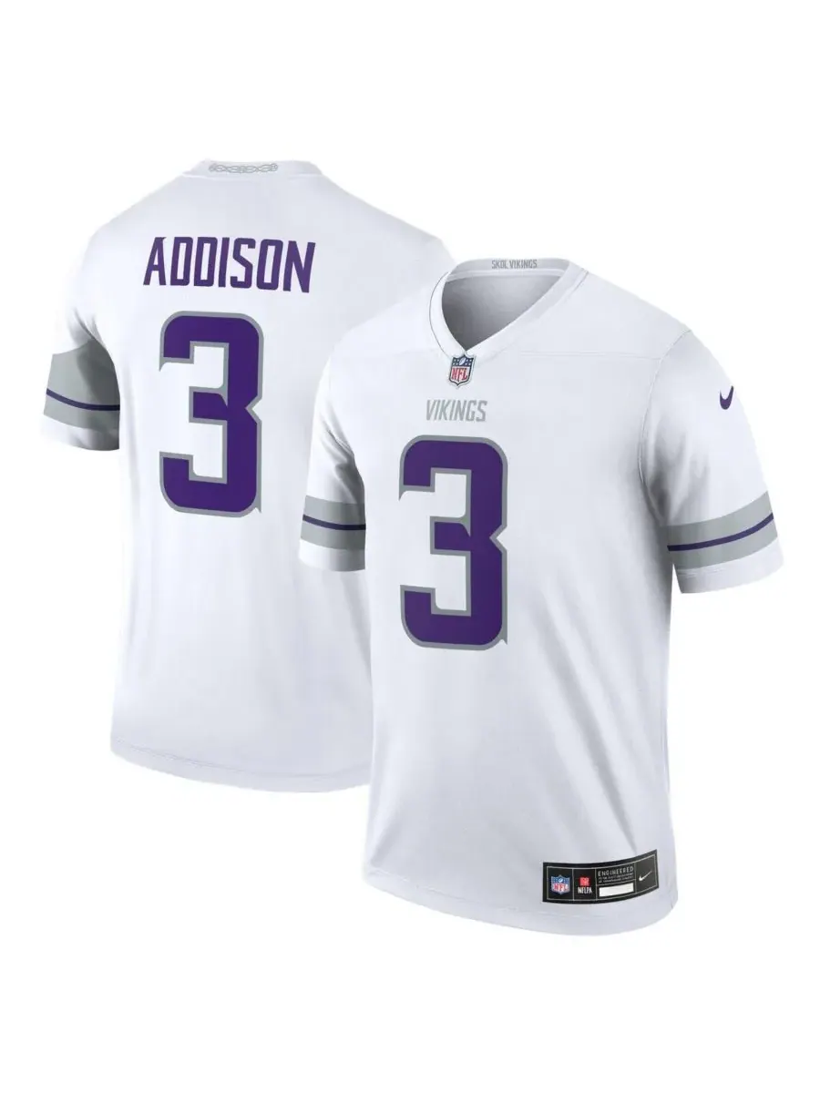 Nike Мужская белая альтернативная футболка легендарного игрока Jordan Addison Minnesota Vikings