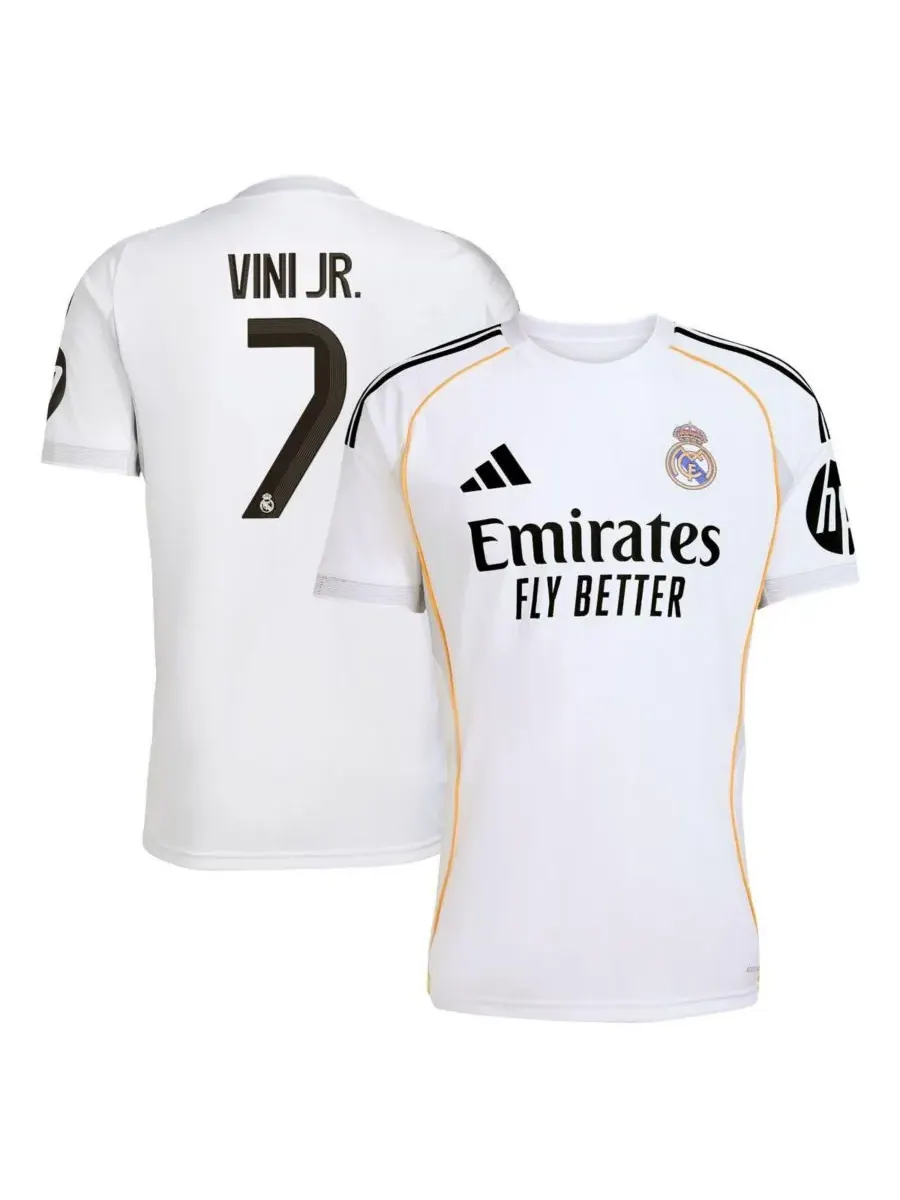 Adidas Мужская белая домашняя футболка Vini Jr. Real Madrid сезона 2025/26 (реплика)