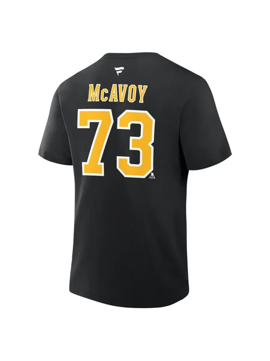 Fanatics Мужская черная футболка Чарли МакЭвоя с номером игрока команды Boston Bruins — изображение 3 из 3, черный