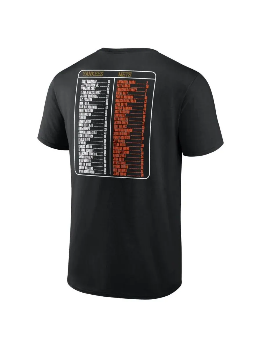 Fanatics Мужская черная футболка с изображением состава команд New York Yankees и New York Mets на — изображение 3 из 3