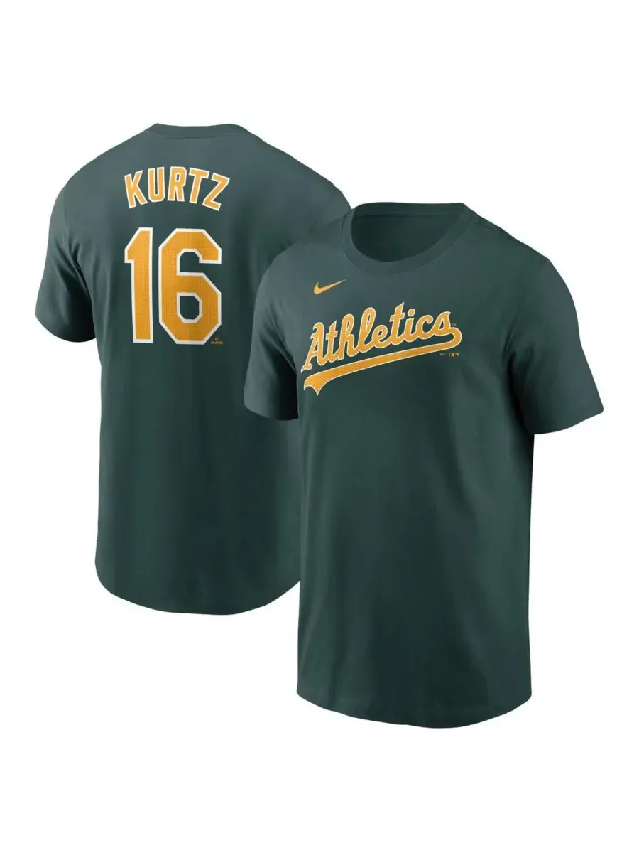 Nike Мужская футболка Nick Kurtz Green Athletics Fuse с именем и номером
